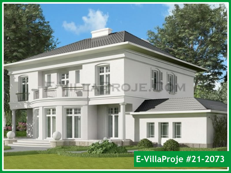 338 m² 2 Katlı (Dubleks) 5+1 Amerikan Çelik Konstrüksiyon Villa (Ev Villa Proje #21 - 2073) Cephe Görünümü ve Kat Planı