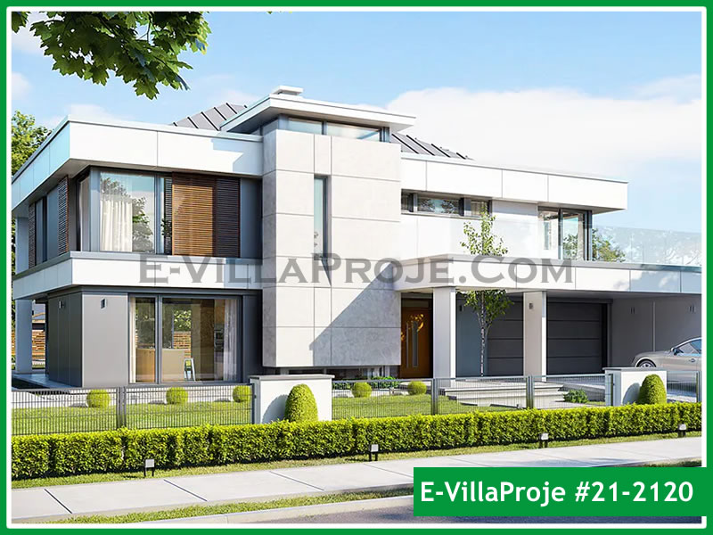 355 m² 2 Katlı (Dubleks) 5+1 Modern Çelik Konstrüksiyon Villa (Ev Villa Proje #21 - 2120) Cephe Görünümü ve Kat Planı