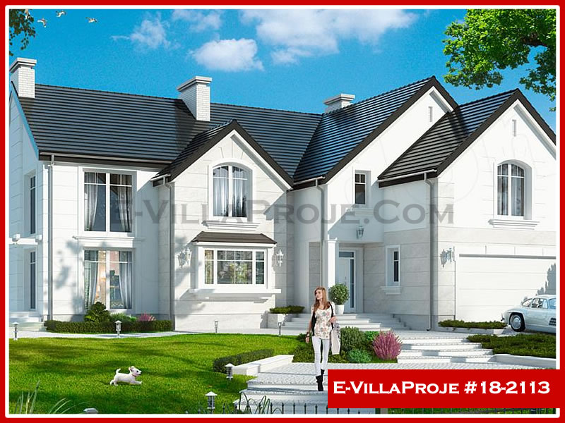 388 m² 2 Katlı (Dubleks) 5+1 Özel Tasarım  Proje Çelik Konstrüksiyon Villa (Ev Villa Proje #18 - 2113) Cephe Görünümü ve Kat Planı