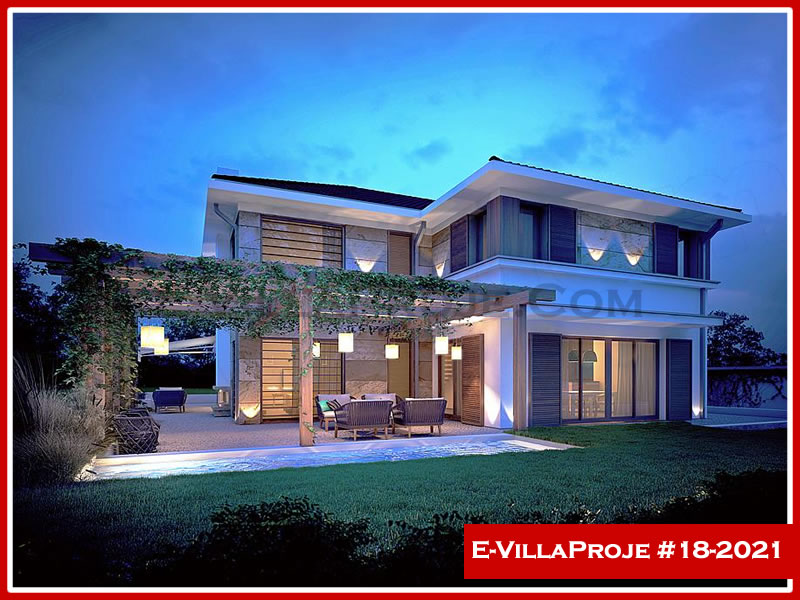 391 m² 2 Katlı (Dubleks) 5+1 Taş Çelik Konstrüksiyon Villa (Ev Villa Proje #18 - 2021) Cephe Görünümü ve Kat Planı