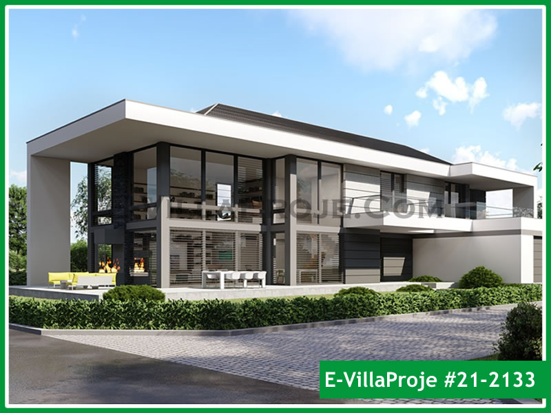 401 m² 2 Katlı (Dubleks) 5+1 Modern Çelik Konstrüksiyon Villa (Ev Villa Proje #21 - 2133) Cephe Görünümü ve Kat Planı