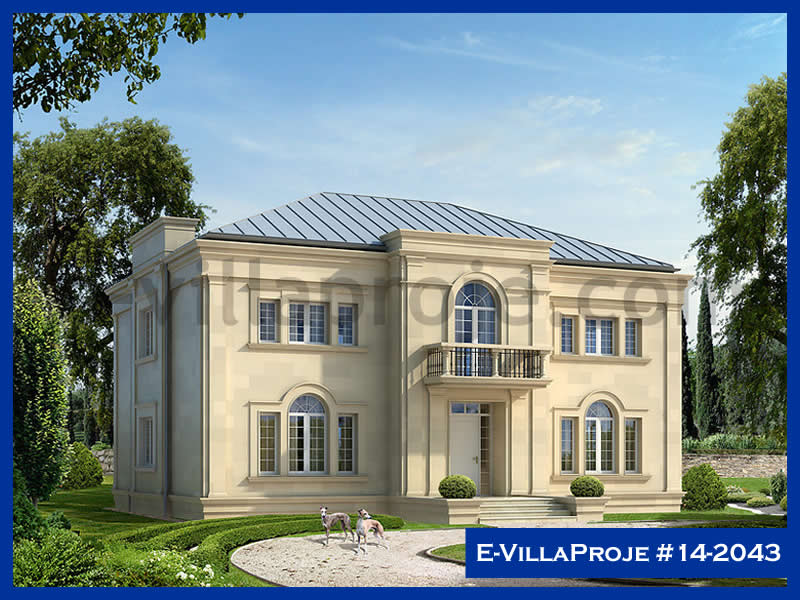 414 m² 2 Katlı (Dubleks) 5+1 Modern Çelik Konstrüksiyon Villa (Ev Villa Proje #14 - 2043) Cephe Görünümü ve Kat Planı