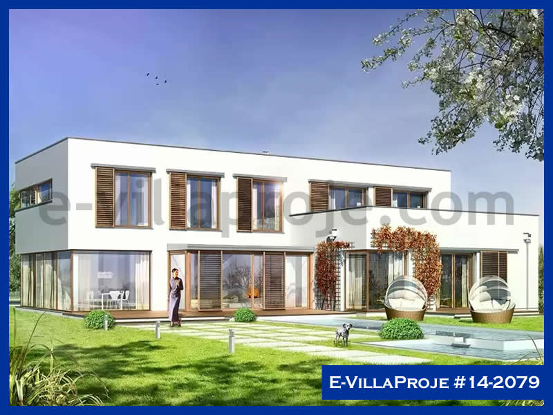 436 m² 2 Katlı (Dubleks) 5+1 Modern Çelik Konstrüksiyon Villa (Ev Villa Proje #14 - 2079) Cephe Görünümü ve Kat Planı