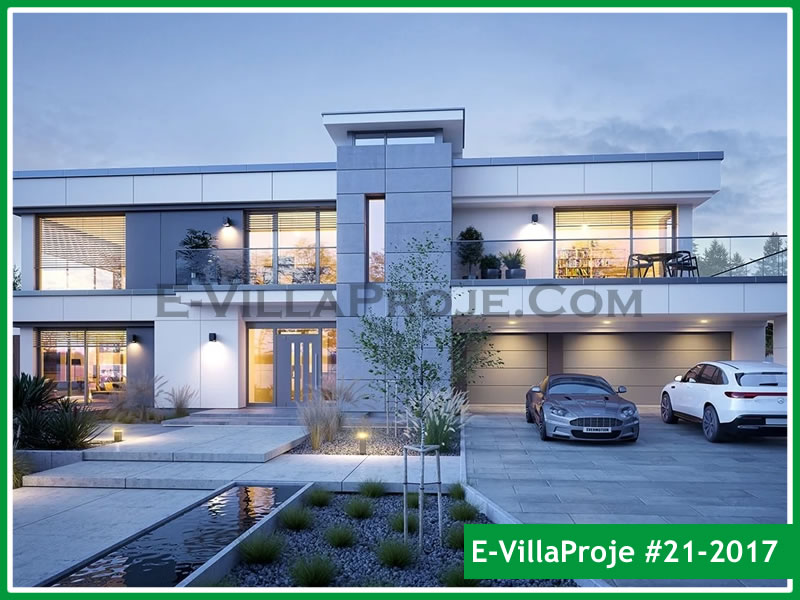 440 m² 2 Katlı (Dubleks) 5+1 Şehir Tarzı lar Çelik Konstrüksiyon Villa (Ev Villa Proje #21 - 2017) Cephe Görünümü ve Kat Planı