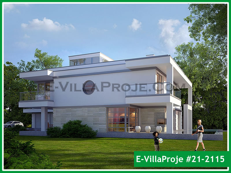 473 m² 2 Katlı (Dubleks) 5+1 Modern Çelik Konstrüksiyon Villa (Ev Villa Proje #21 - 2115) Cephe Görünümü ve Kat Planı