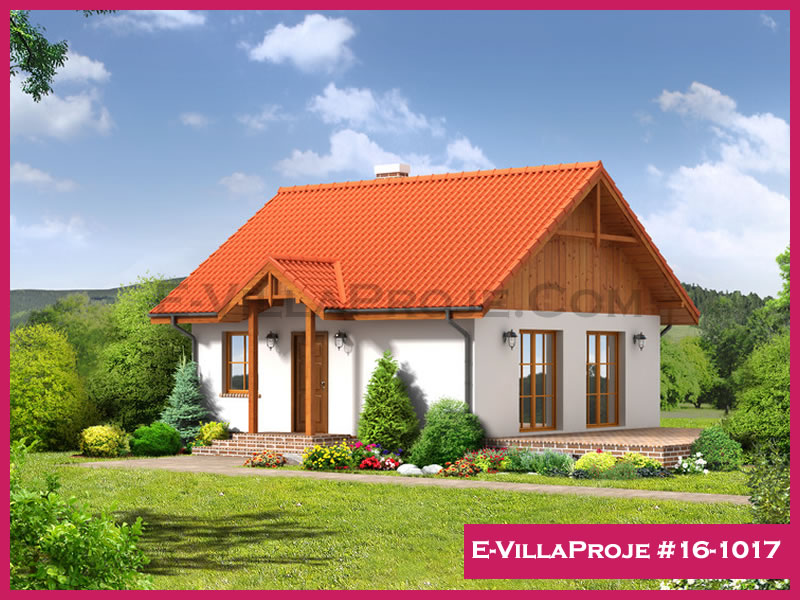 68 m² Tek Katlı 2+1 Ahşap Çelik Konstrüksiyon Villa (Ev Villa Proje #16 - 1017) Cephe Görünümü ve Kat Planı