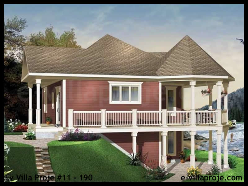 76 m² Tek Katlı 2+1 Bungalov Çelik Konstrüksiyon Villa (Ev Villa Proje #11 - 190) Cephe Görünümü ve Kat Planı
