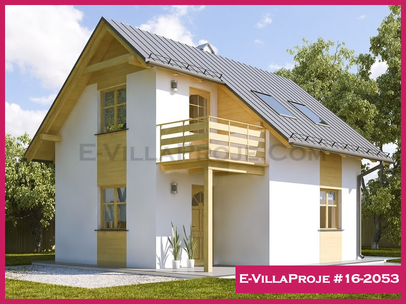 77 m² 2 Katlı (Dubleks) 2+1 Çiftlik Çelik Konstrüksiyon Villa (Ev Villa Proje #16 - 2053) Cephe Görünümü ve Kat Planı