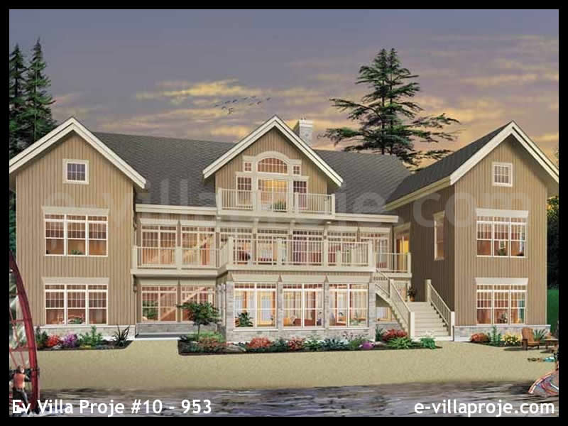813 m² 3 Katlı (Dubleks) 5+1 Taş Çelik Konstrüksiyon Villa (Ev Villa Proje #10 - 953) Cephe Görünümü ve Kat Planı