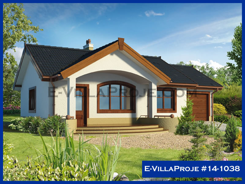 81 m² Tek Katlı 2+1 Taş Çelik Konstrüksiyon Villa (Ev Villa Proje #14 - 1038) Cephe Görünümü ve Kat Planı