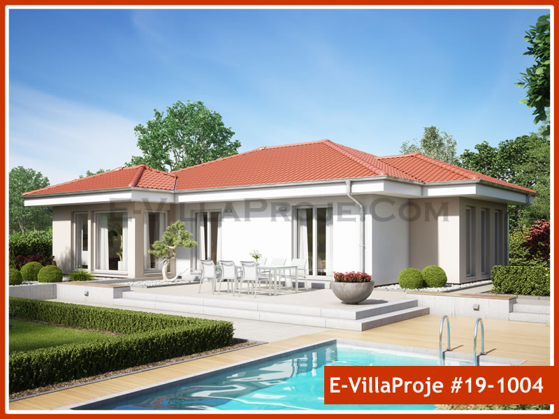 83 m² Tek Katlı 2+1 Bungalov Çelik Konstrüksiyon Villa (Ev Villa Proje #19 - 1004) Cephe Görünümü ve Kat Planı