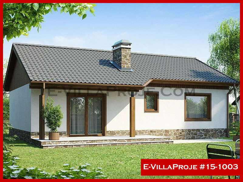 92 m² Tek Katlı 2+1 Amerikan Çelik Konstrüksiyon Villa (Ev Villa Proje #15 - 1003) Cephe Görünümü ve Kat Planı
