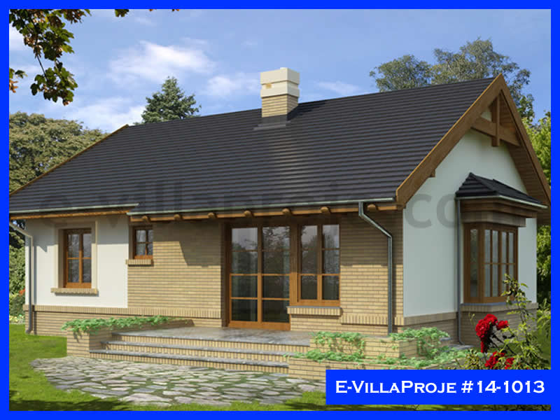 96 m² Tek Katlı 2+1 Özel Tasarım  Proje Çelik Konstrüksiyon Villa (Ev Villa Proje #14 - 1013) Cephe Görünümü ve Kat Planı