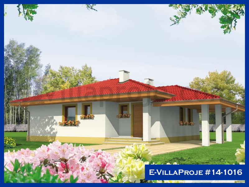 96 m² Tek Katlı 2+1 Özel Tasarım  Proje Çelik Konstrüksiyon Villa (Ev Villa Proje #14 - 1016) Cephe Görünümü ve Kat Planı