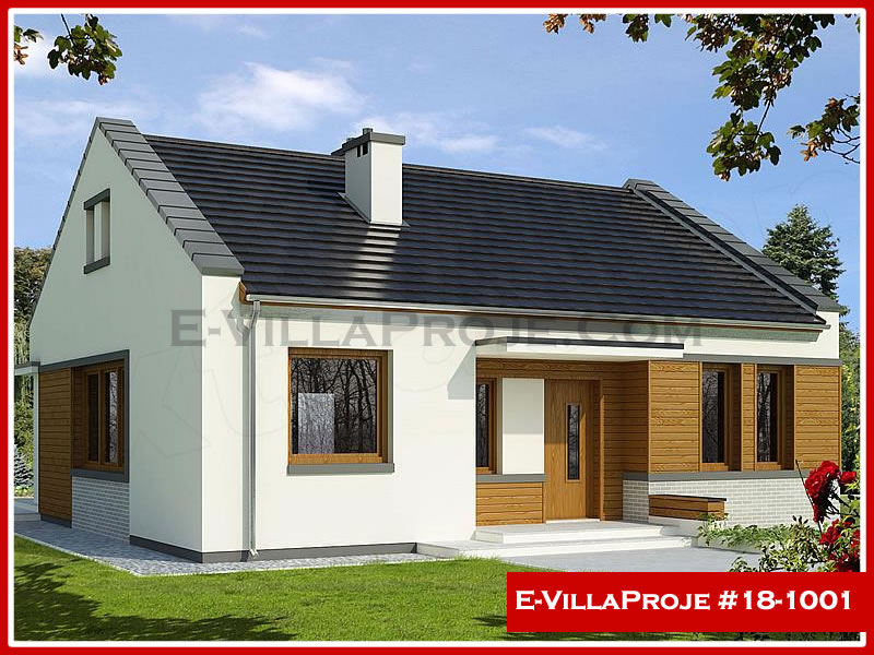 99 m² Tek Katlı 2+1 Ahşap Çelik Konstrüksiyon Villa (Ev Villa Proje #18 - 1001) Cephe Görünümü ve Kat Planı